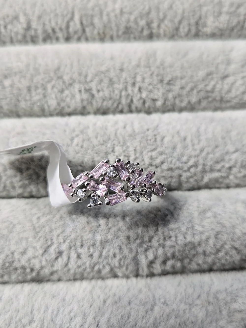 Size 8 Bomb Party RBP5951 “Scattered Jewels” Rose Quartz C, Rhodium